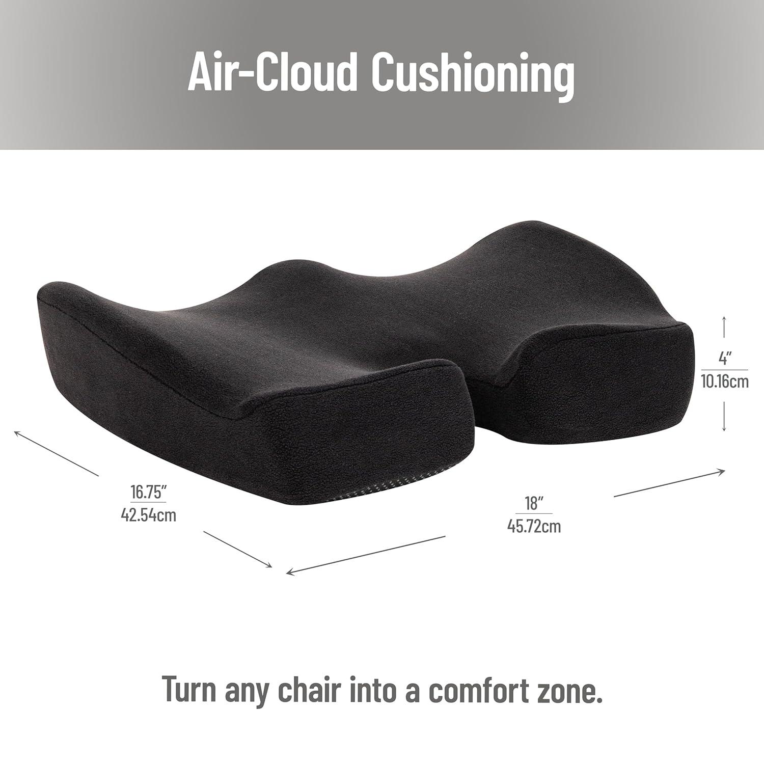 imageMind Reader AirCloud Memory Foam Seat Cushion Ergonomic Support for Lower Back Coccyx and Hip Pain Relief Promotes Better Posture Washable Cover BlackBlack