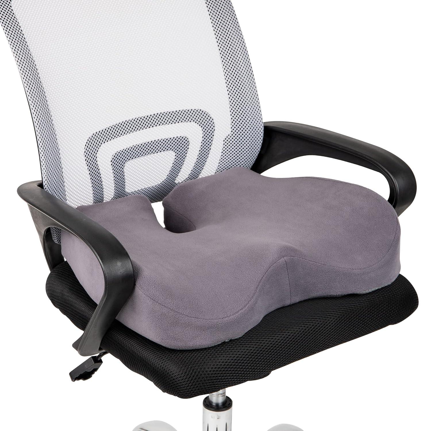 imageMind Reader AirCloud Memory Foam Seat Cushion Ergonomic Support for Lower Back Coccyx and Hip Pain Relief Promotes Better Posture Washable Cover BlackGrey