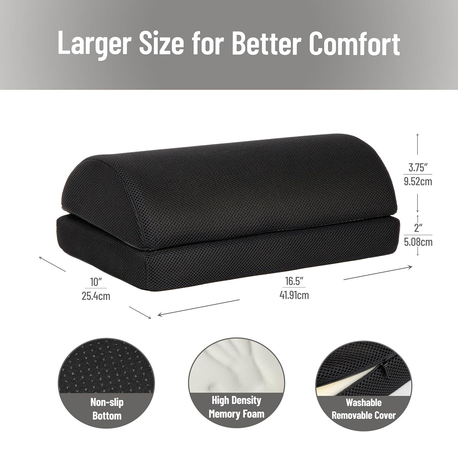 imageMind Reader AirCloud Memory Foam Under Desk Footrest Ergonomic Support for Back Hip Legs Knees amp Feet Adjustable Height Memory Foam BlackBlack