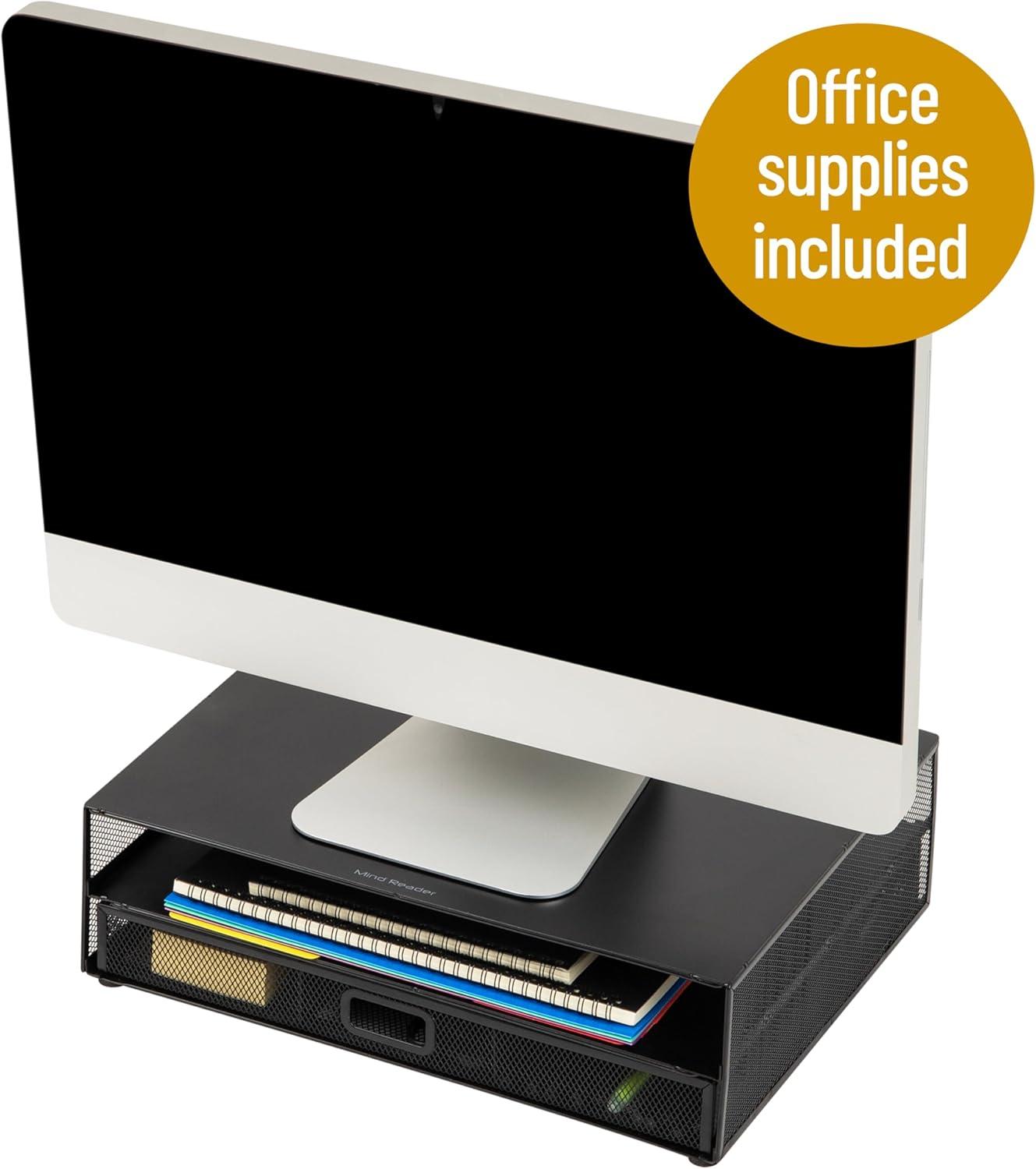imageMind Reader Back to School All in One Bundle for College and Office Monitor Stand with 25 Pc Supplies included Storage Metal 1575L x 1175W x 45H BlackBlack