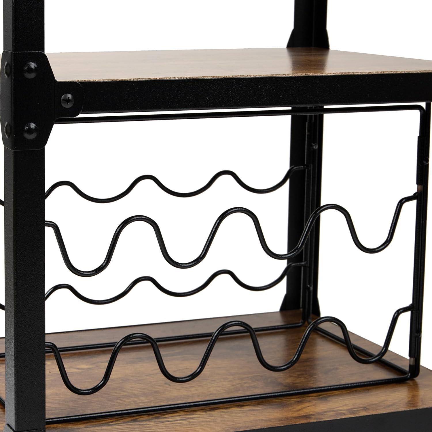 imageMind Reader Bar Cart Wine Rack Kitchen Storage Rolling Utility Cart Storage Wood Metal 1785L x 12W x 39H Brown