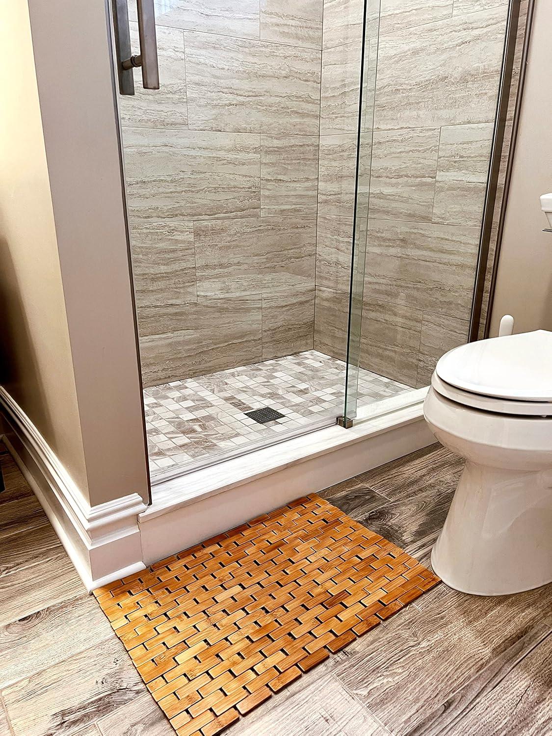 imageMind Reader Bath Mat Shower Mat Bathtub Mat Bathroom Accessory Wood Rayon from Bamboo 235L x 165W x 04H BrownBrown