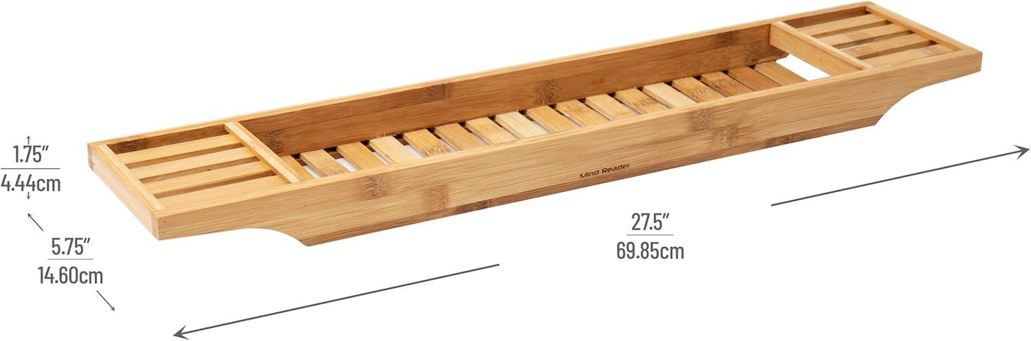 imageMind Reader Bathtub Tray Shower Organizer Bathroom Accessory Rayon from Bamboo 275 L x 575 W x 175 H Set of 2 Brown