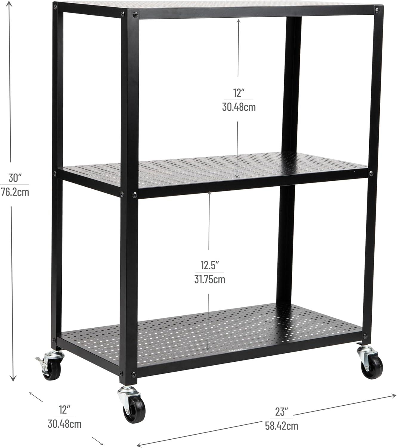 imageMind Reader Cart with Covered Compartment Office Organizer Storage 3Tier Office Metal 20 L x 1425 W x 2875 H Black3Tier