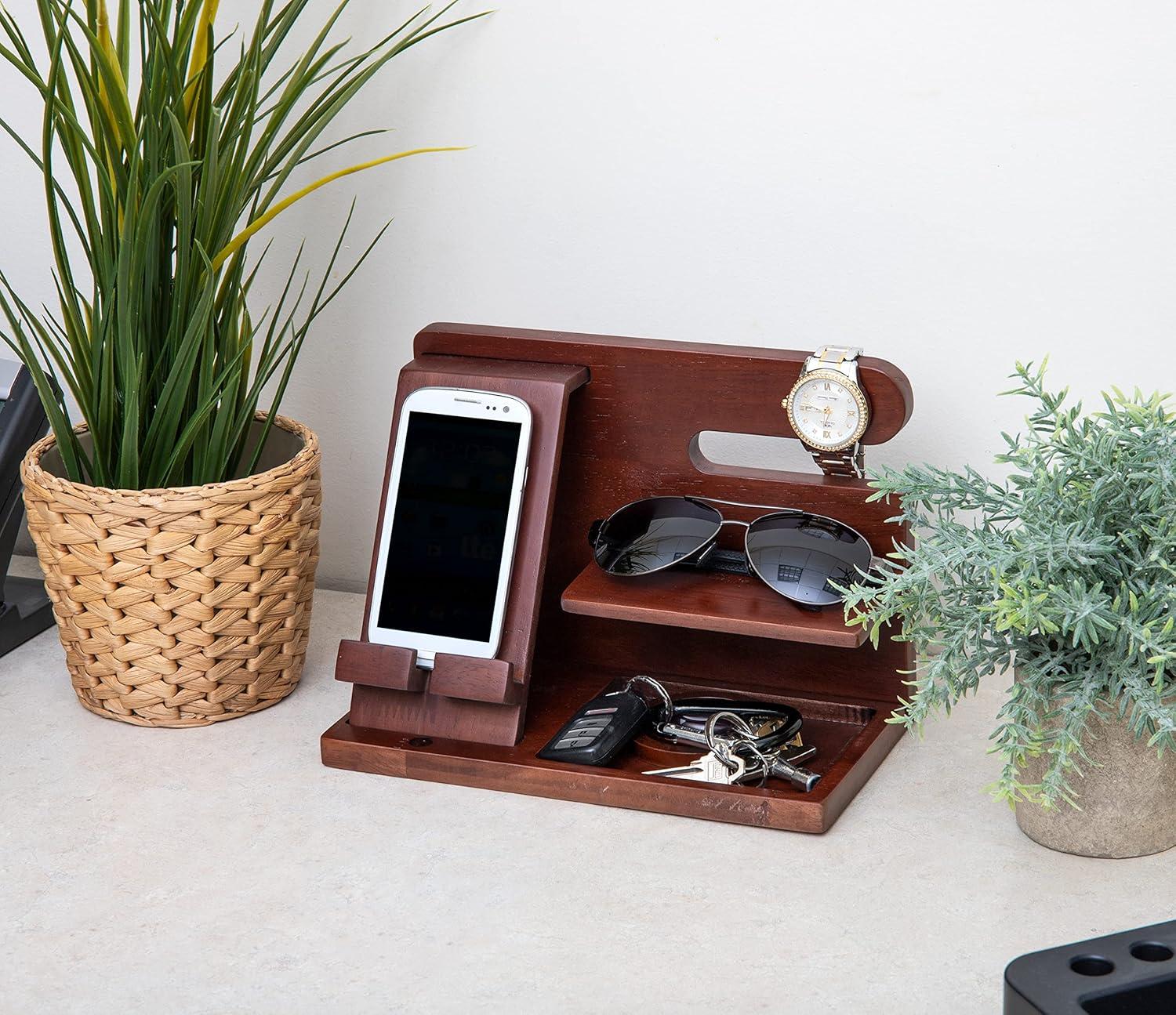 imageMind Reader Cell Phone Valet Station Desk Organizer Vanity Accessories Nightstand Organizer 10 L x 580 W x 725 H Brown