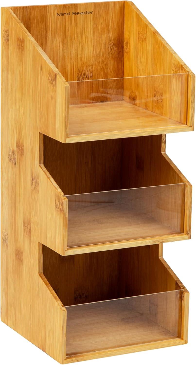 imageMind Reader Coffee Condiment Station Countertop Organizer Coffee Bar Rayon from Bamboo 65L x 65W x 15H BrownBrown