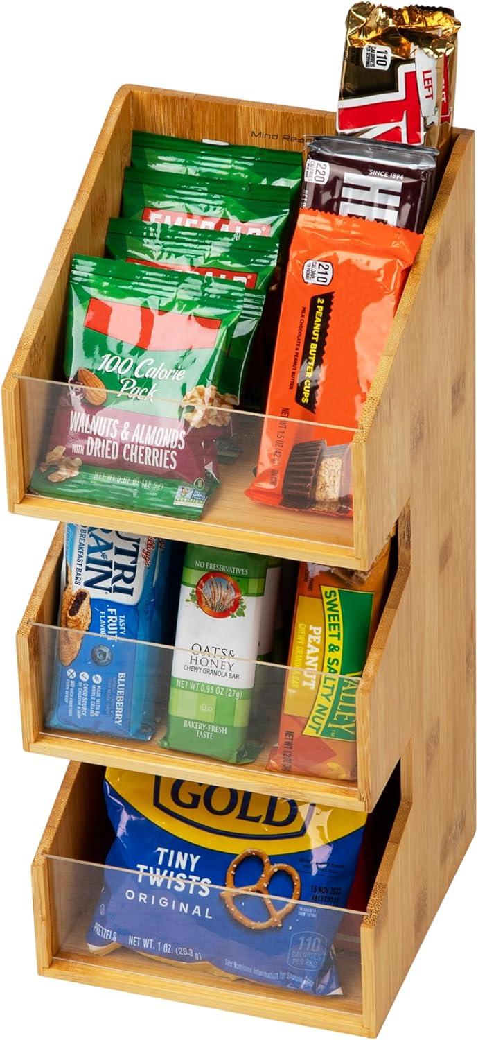imageMind Reader Coffee Condiment Station Countertop Organizer Coffee Bar Rayon from Bamboo 65L x 65W x 15H BrownBrown