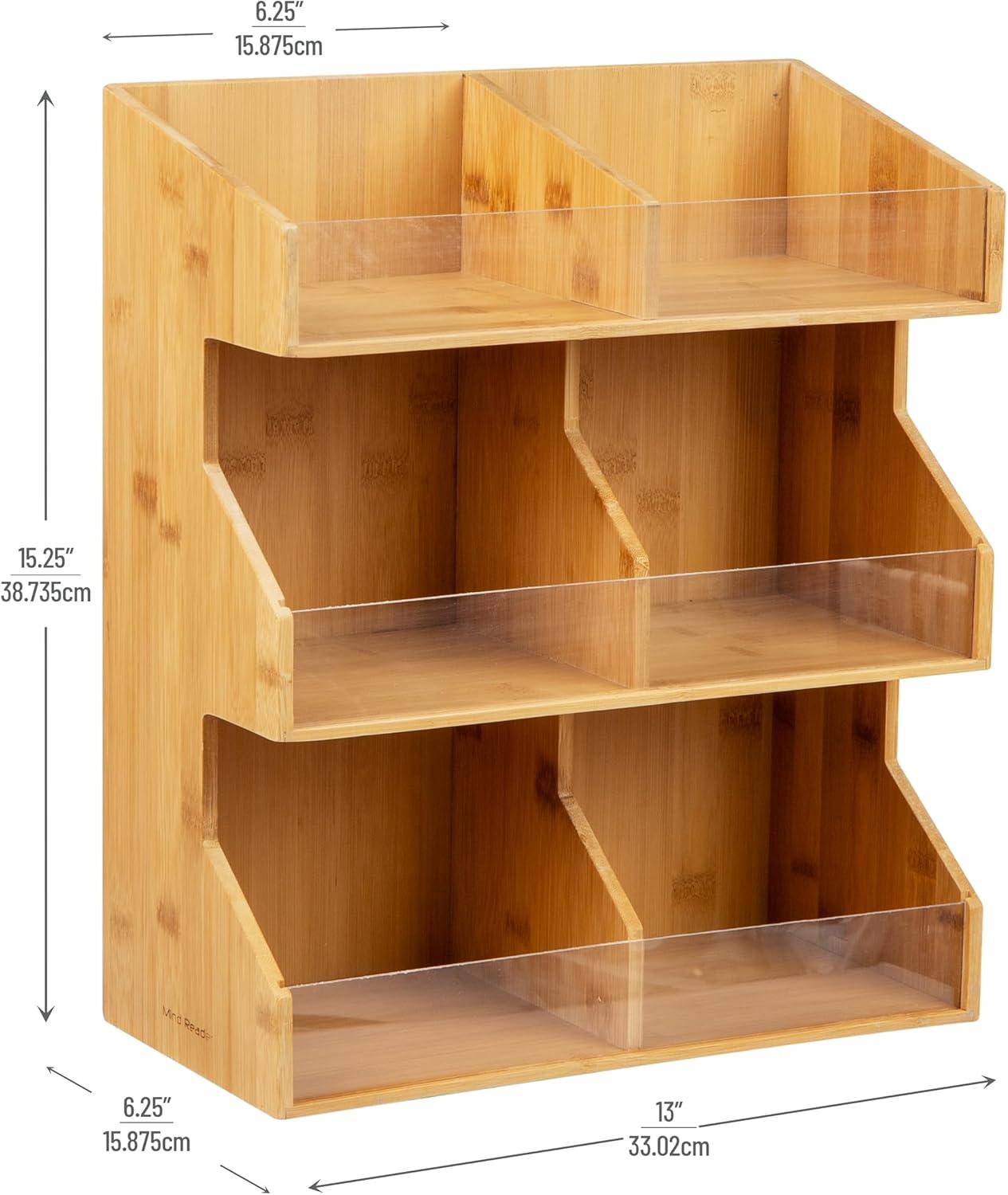 imageMind Reader Coffee Pod Condiment Station Countertop Organizer Kitchen Rayon from Bamboo 13 L x 625 W x 1525 H BrownBrown
