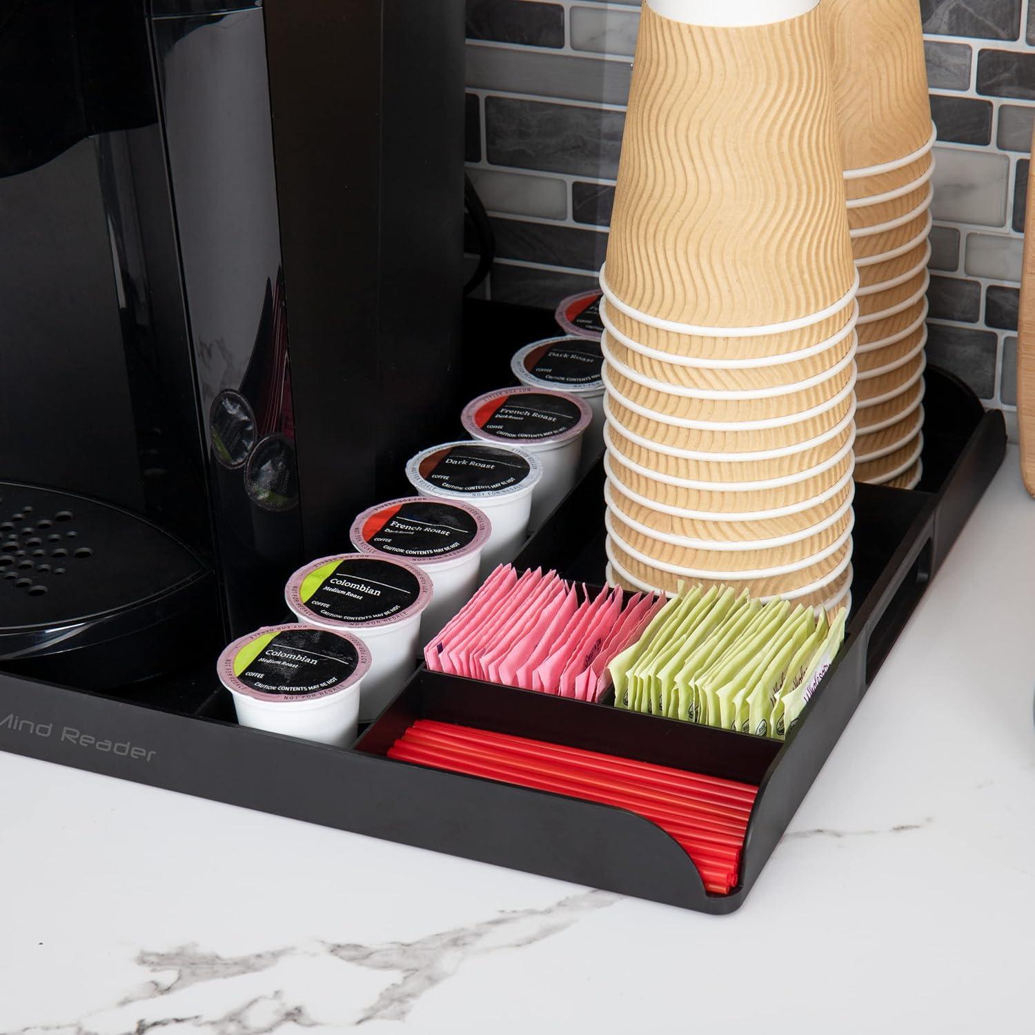 imageMind Reader Coffee Station Serving Tray 7 Pod Capacity Countertop Organizer Storage 175 L x 1325 W x 125 H Single BlackBlack