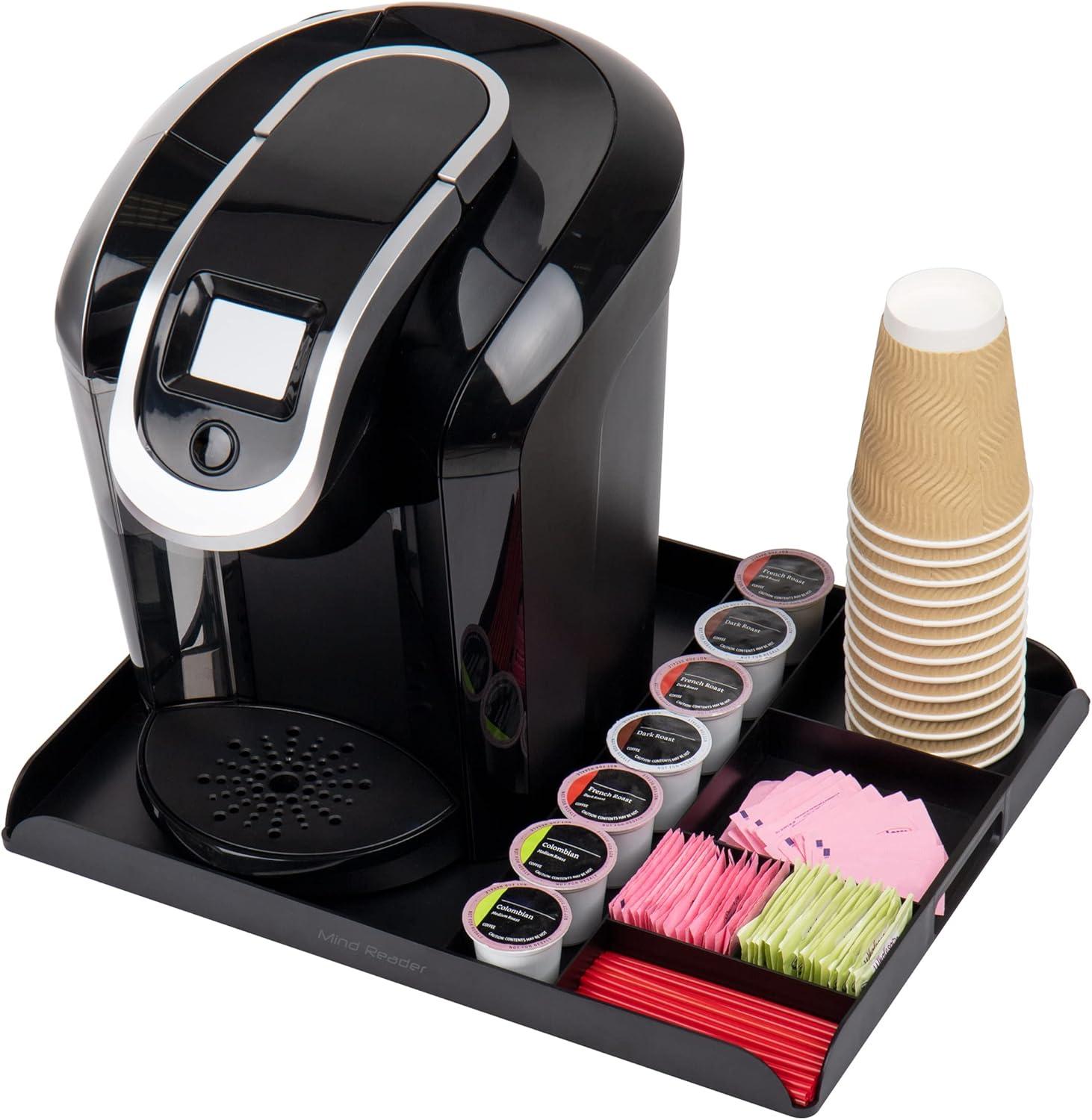 imageMind Reader Coffee Station Serving Tray 7 Pod Capacity Countertop Organizer Storage 175 L x 1325 W x 125 H Single BlackBlack