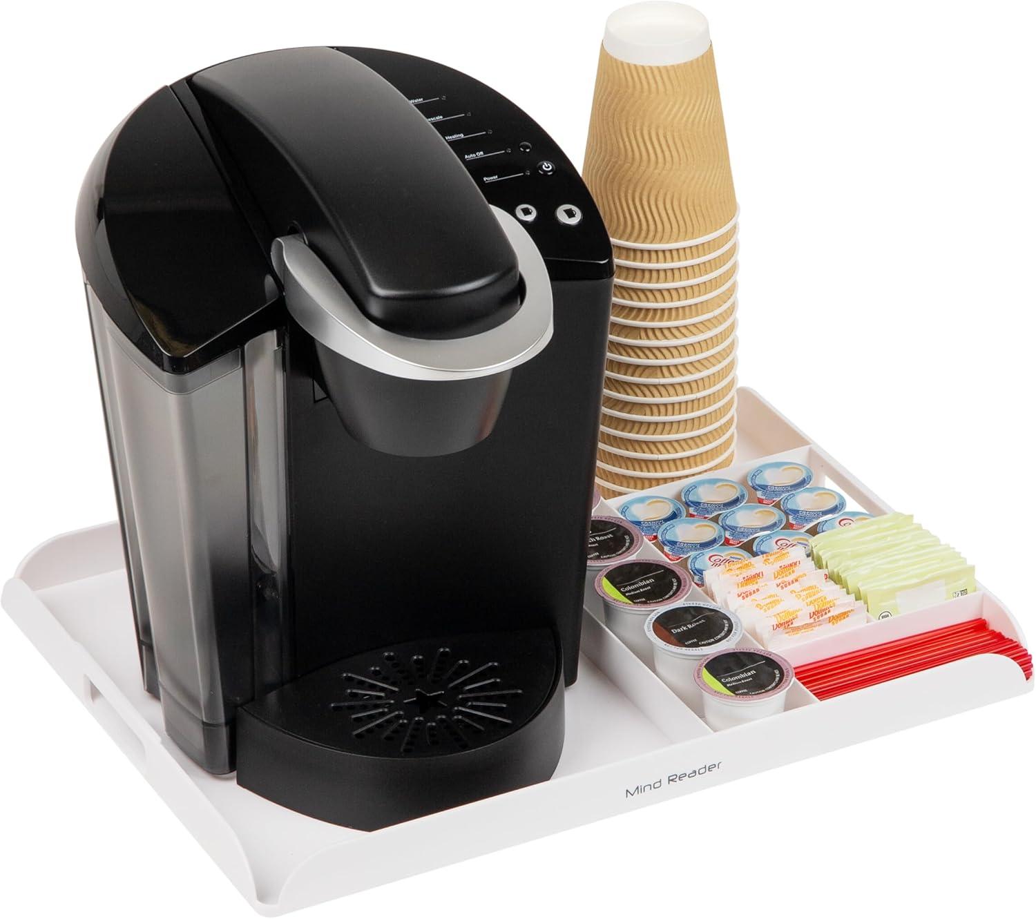 imageMind Reader Coffee Station Serving Tray 7 Pod Capacity Countertop Organizer Storage 175 L x 1325 W x 125 H Single BlackWhite