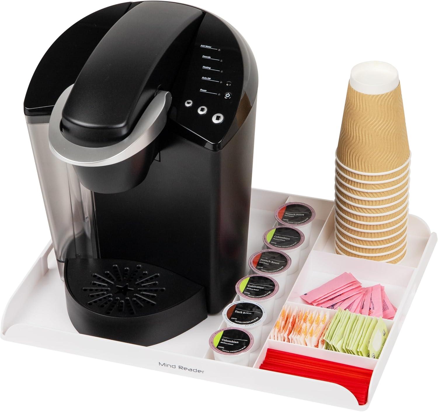 imageMind Reader Coffee Station Serving Tray 7 Pod Capacity Countertop Organizer Storage 175 L x 1325 W x 125 H Single BlackWhite