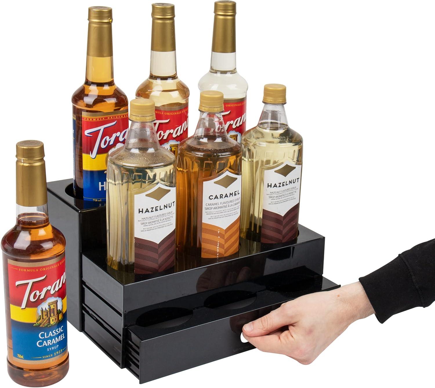 imageMind Reader Coffee Syrup Station Coffee Bar Accessories Countertop Organizer Acrylic 1425L x 125W x 7H Black