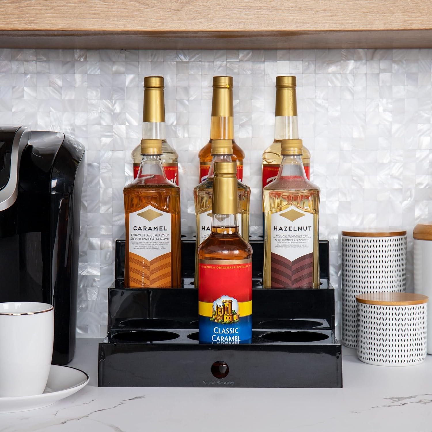 imageMind Reader Coffee Syrup Station Coffee Bar Accessories Countertop Organizer Acrylic 1425L x 125W x 7H Black