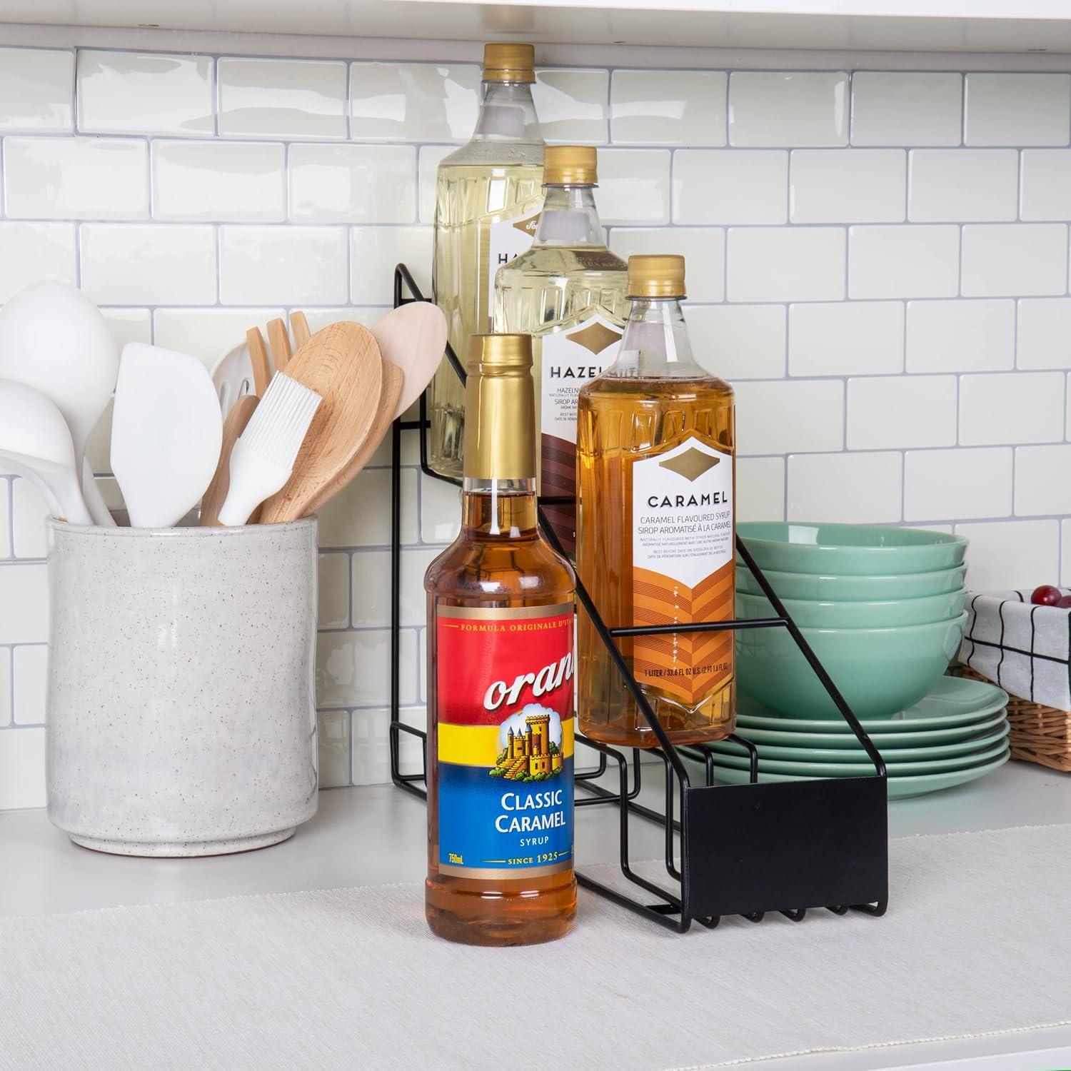 imageMind Reader Coffee Syrup Station Coffee Bar Accessories Countertop Organizer Kitchen Metal 14L x 12W x 155H BlackBlack