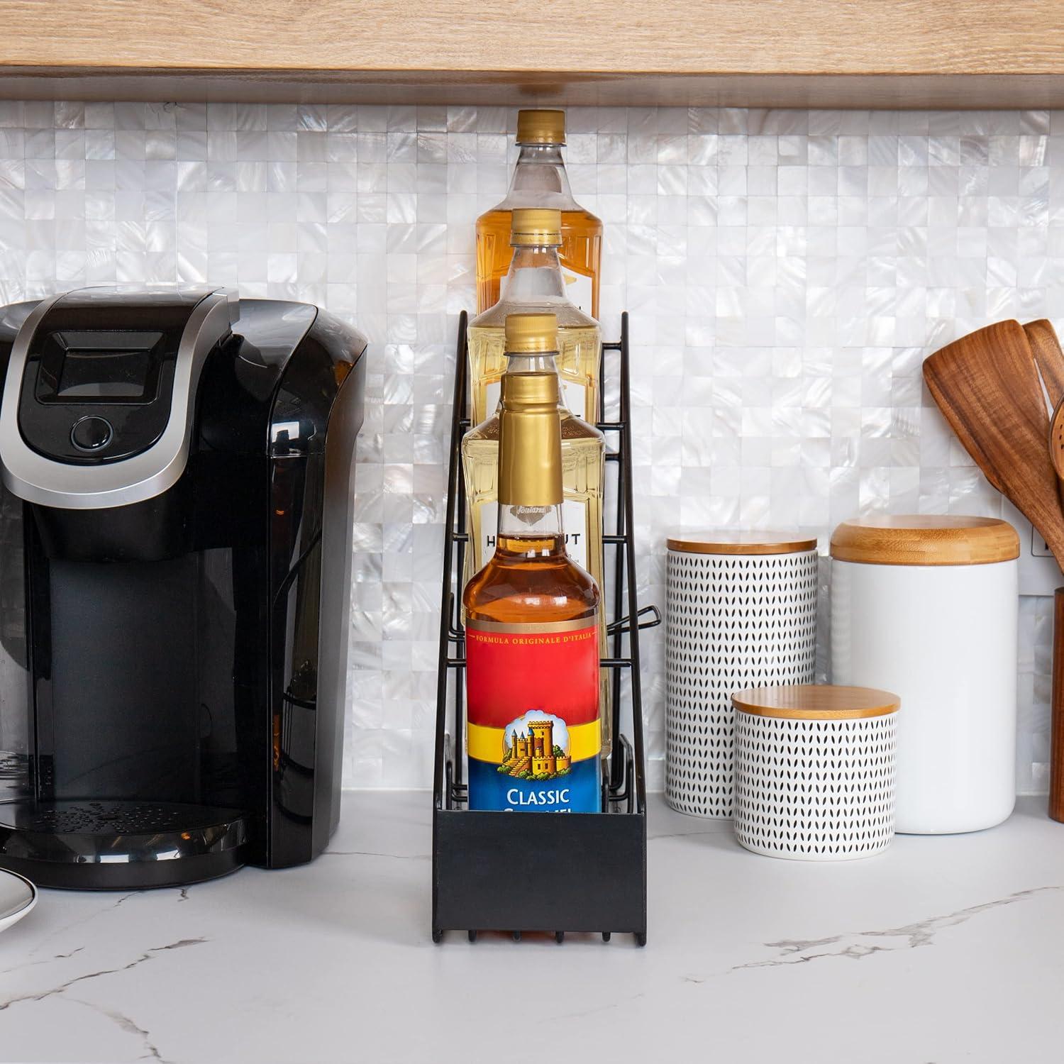 imageMind Reader Coffee Syrup Station Coffee Bar Accessories Countertop Organizer Kitchen Metal 14L x 12W x 155H BlackBlack