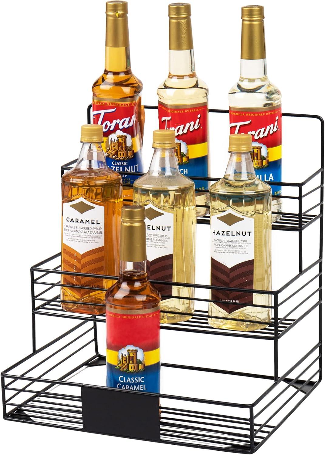 imageMind Reader Coffee Syrup Station Coffee Bar Accessories Countertop Organizer Kitchen Metal 14L x 12W x 155H BlackBlack