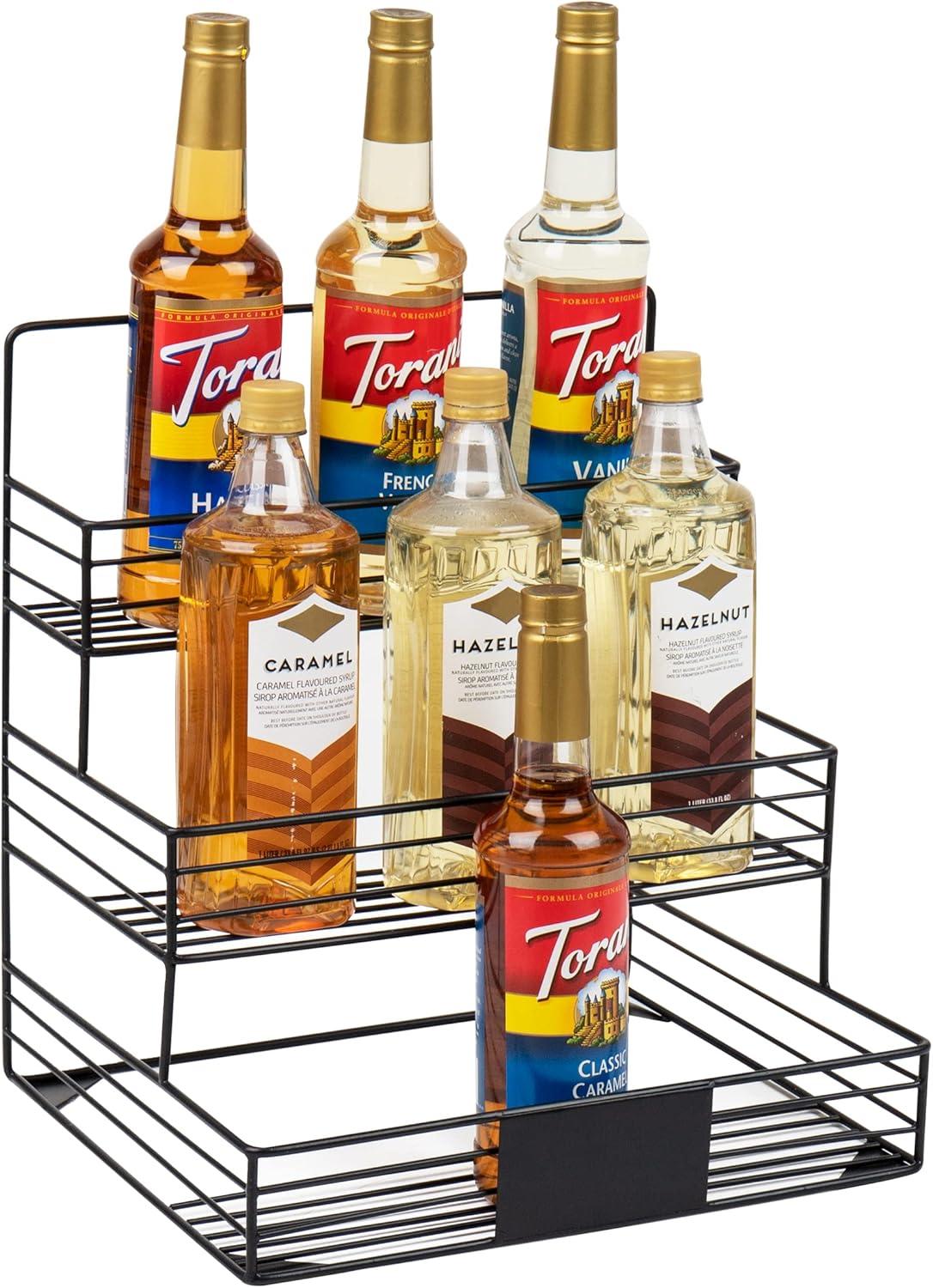 imageMind Reader Coffee Syrup Station Coffee Bar Accessories Countertop Organizer Kitchen Metal 14L x 12W x 155H BlackBlack