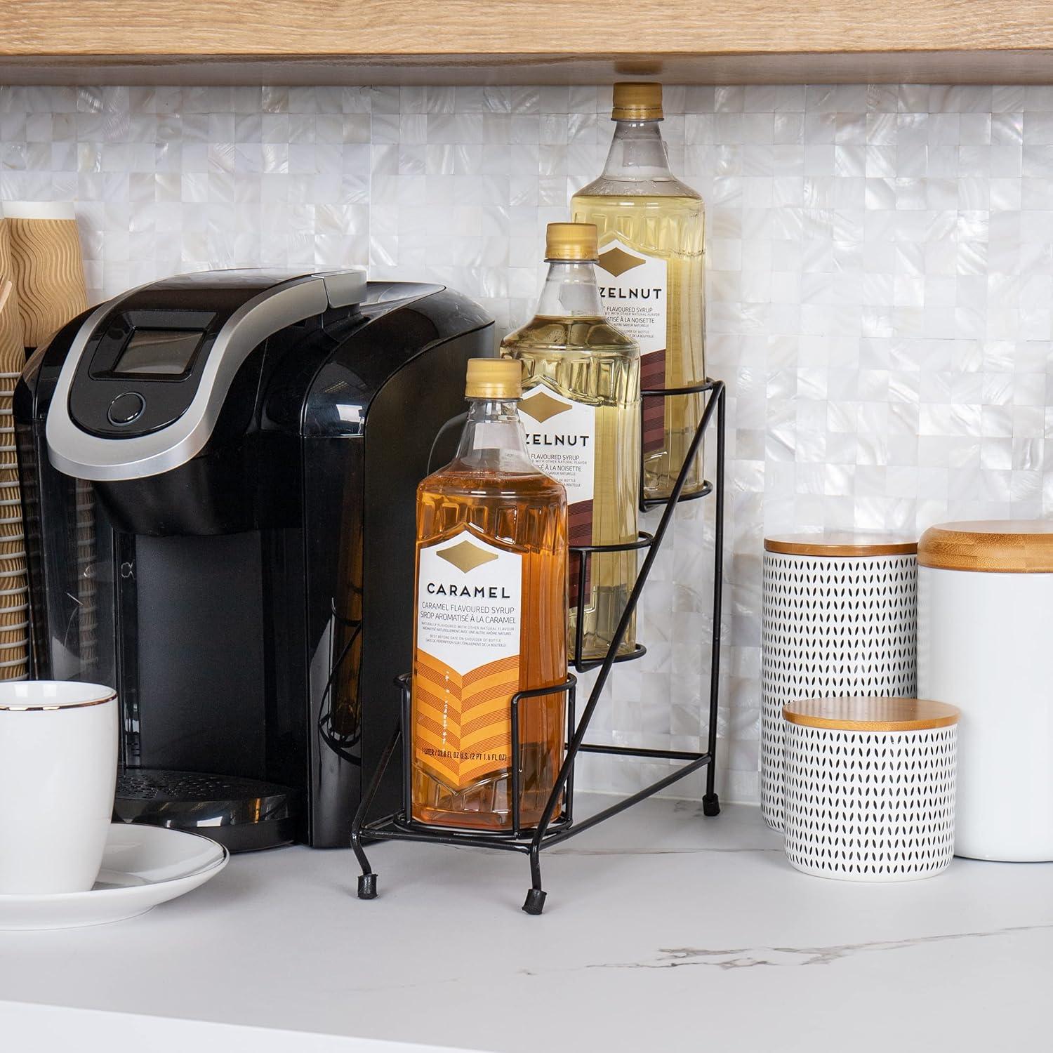 imageMind Reader Coffee Syrup Station Coffee Bar Accessories Kitchen Countertop Organizer Metal 425 L x 14 W x 1075 H Black