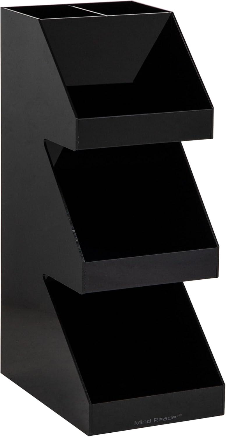 imageMind Reader Coffee Tea Utensil and Condiment Station Countertop Organizer Coffee Bar Kitchen 6L x 9W x 16H BlackBlack