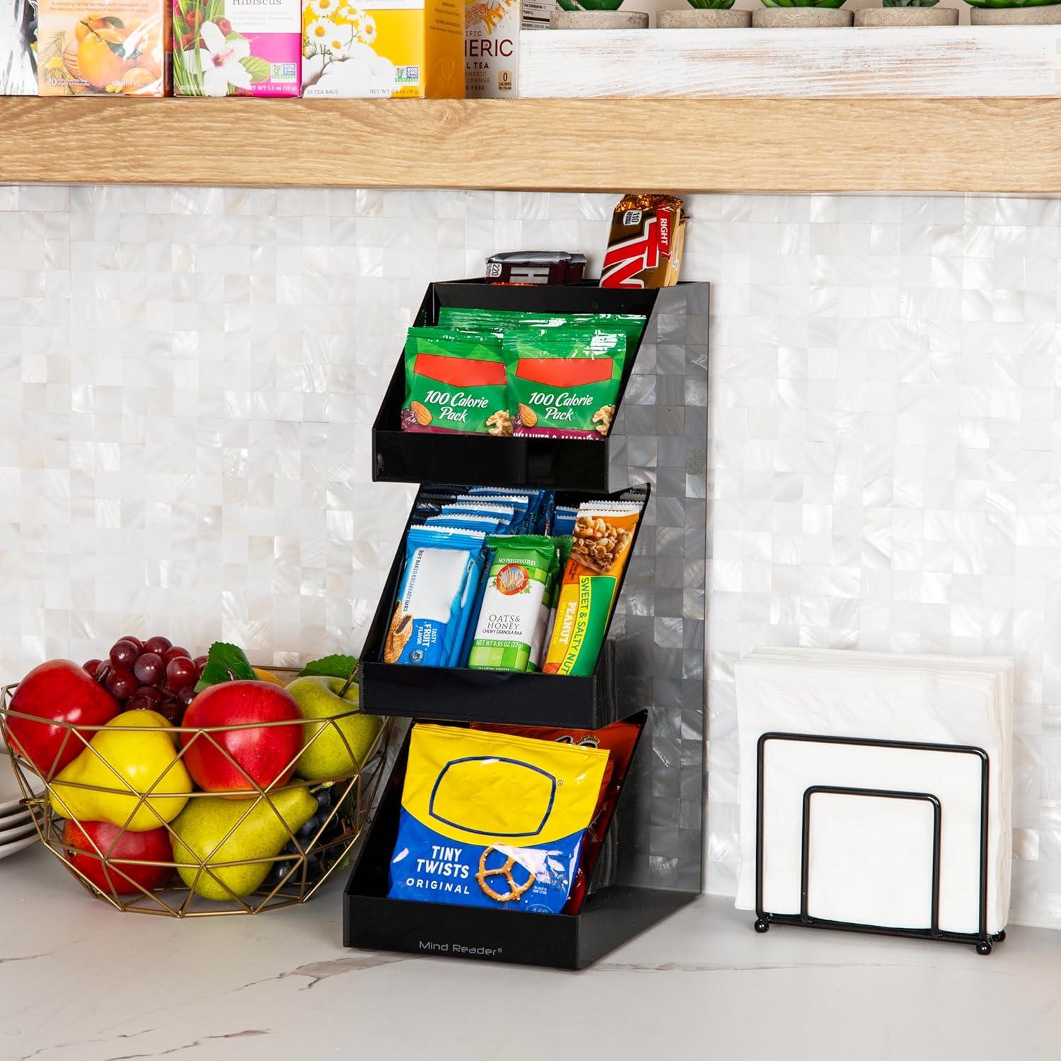 imageMind Reader Coffee Tea Utensil and Condiment Station Countertop Organizer Coffee Bar Kitchen 6L x 9W x 16H BlackBlack