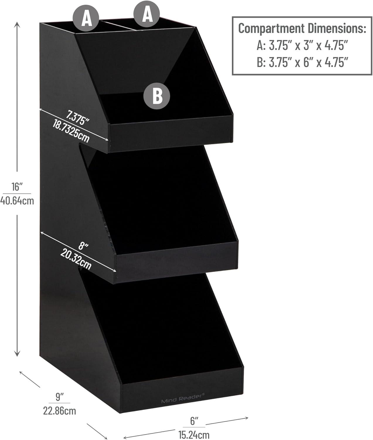 imageMind Reader Coffee Tea Utensil and Condiment Station Countertop Organizer Coffee Bar Kitchen 6L x 9W x 16H BlackBlack
