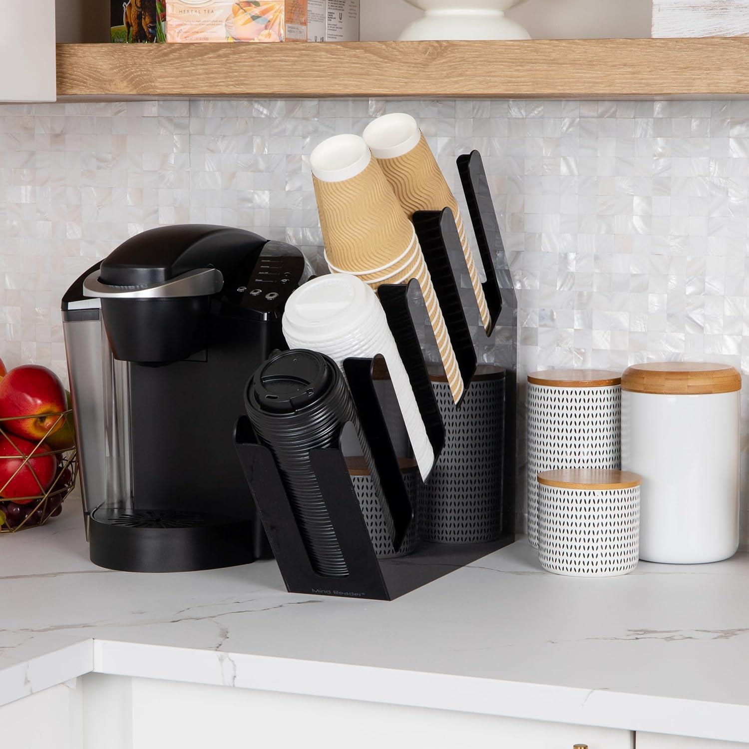 imageMind Reader Coffee Tea Utensil and Condiment Station Countertop Organizer Coffee Bar Kitchen 6L x 9W x 16H BlackBlack Acrylic