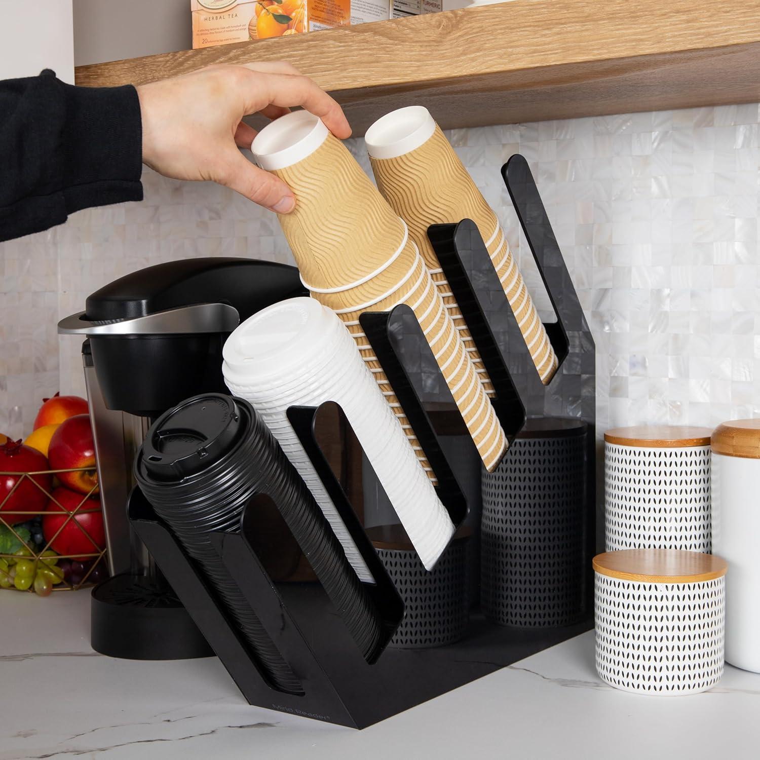 imageMind Reader Coffee Tea Utensil and Condiment Station Countertop Organizer Coffee Bar Kitchen 6L x 9W x 16H BlackBlack Acrylic