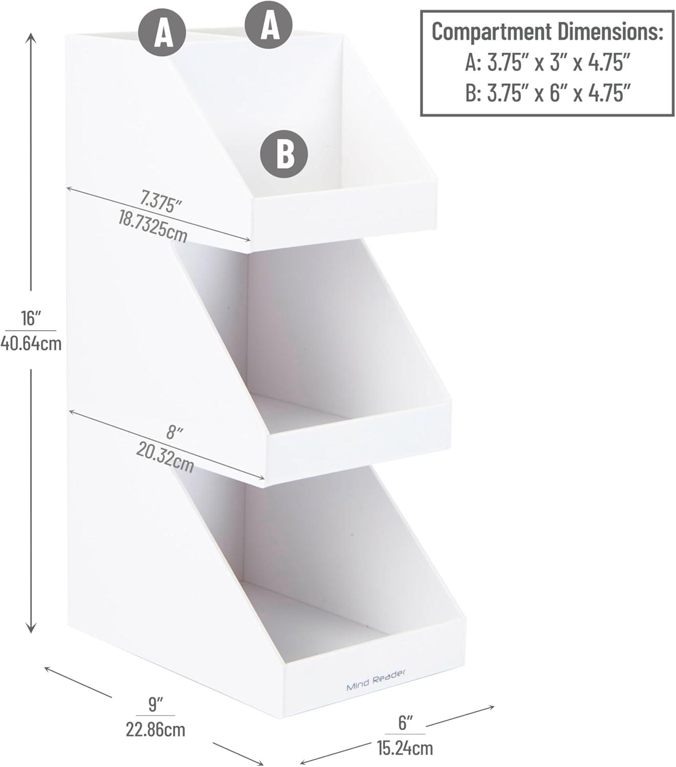 imageMind Reader Coffee Tea Utensil and Condiment Station Countertop Organizer Coffee Bar Kitchen 6L x 9W x 16H White