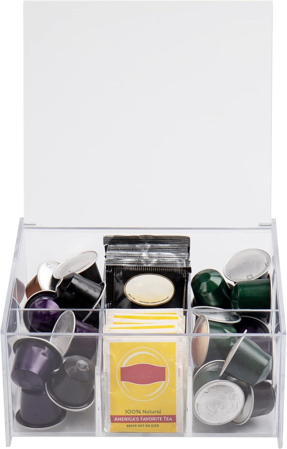 imageMind Reader Coffee Tea or Condiment Station Countertop Organizer Coffee Bar Acrylic 775L x 775W x 35H ClearClear