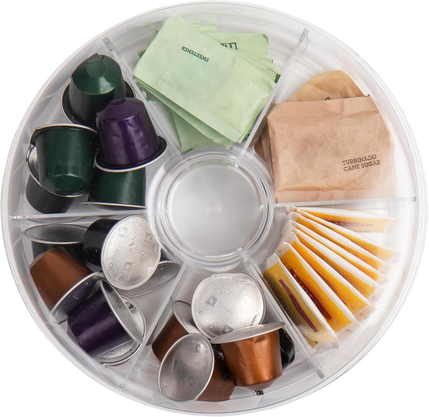 imageMind Reader Coffee Tea or Condiment Station Countertop Organizer Coffee Bar Acrylic 775L x 775W x 35H ClearClear