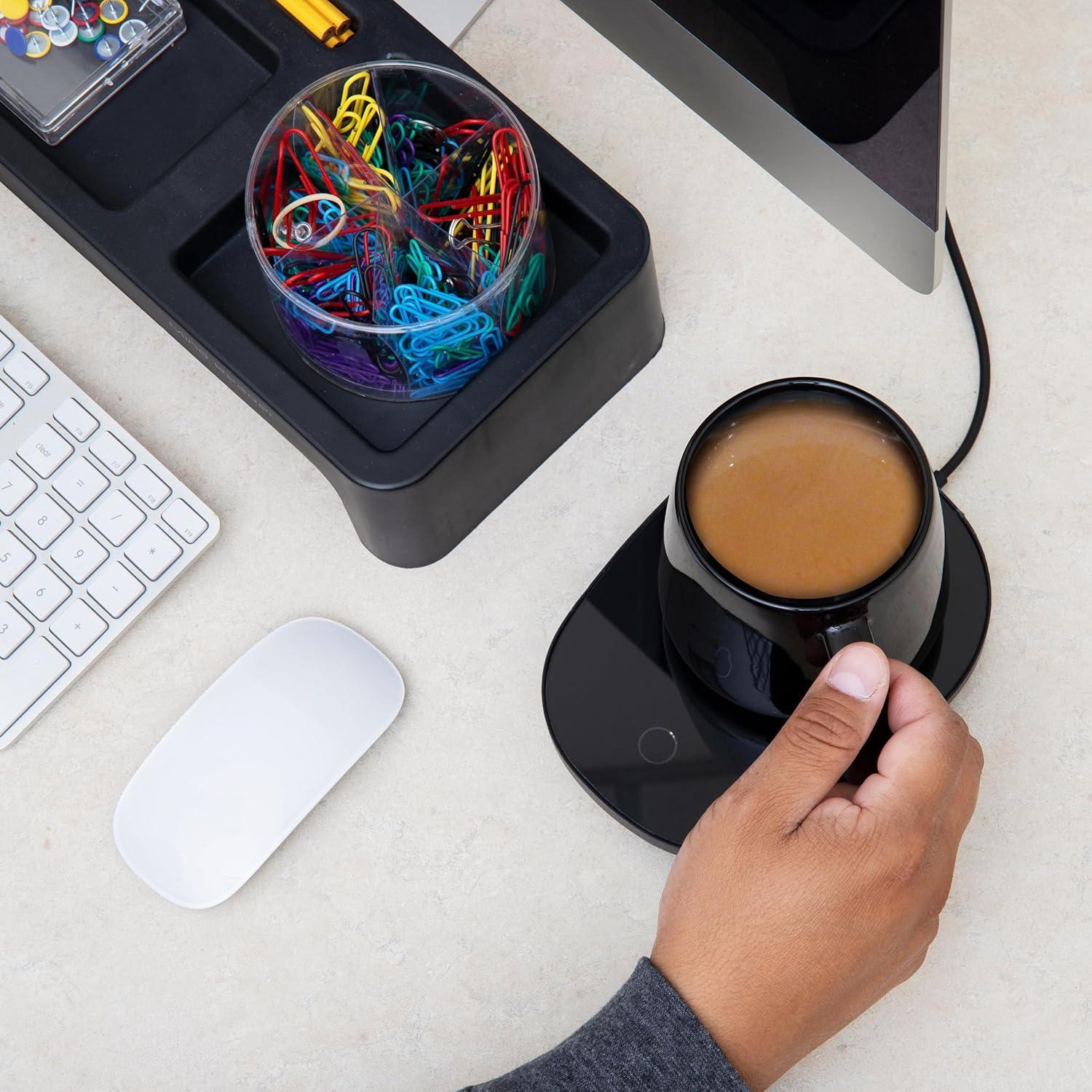 imageMind Reader Coffee Warmer and Mug Set Tea Cup Warmer Coffee Accesories Desk USB Cord 65 L x 475 W x 1 H 2 Pcs Black