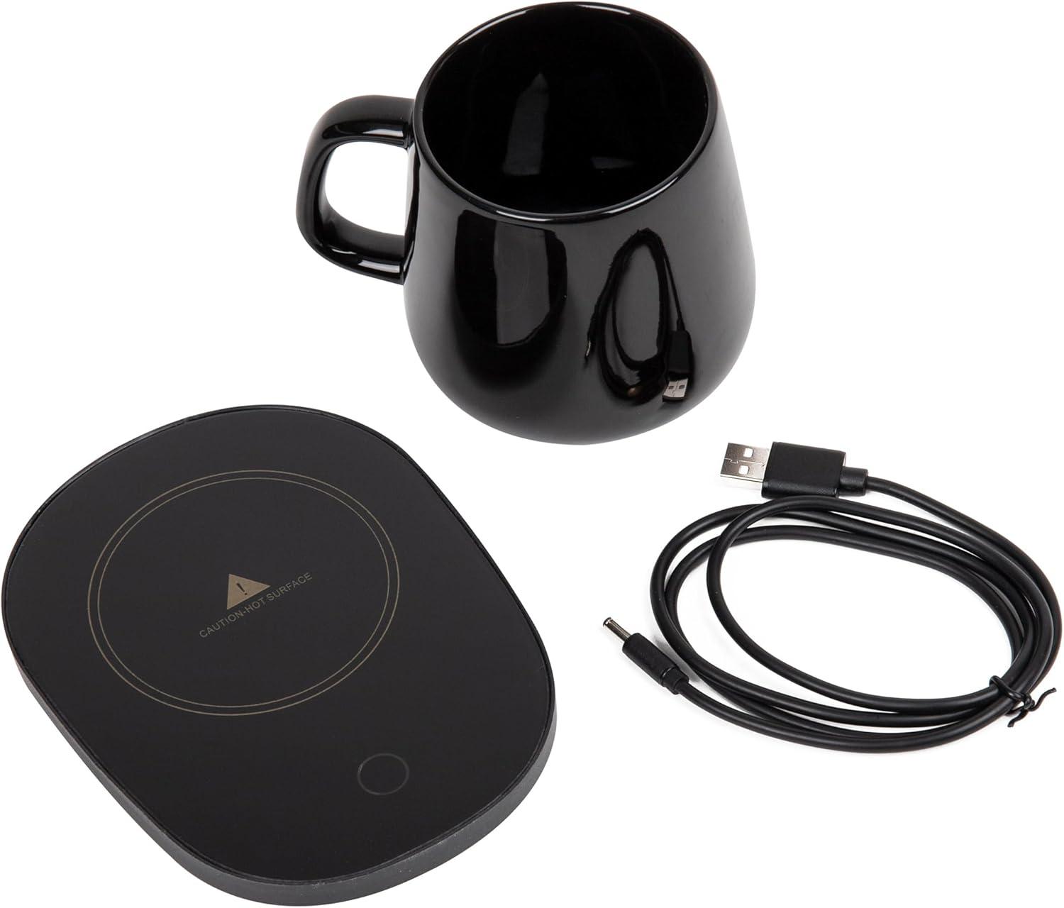 imageMind Reader Coffee Warmer and Mug Set Tea Cup Warmer Coffee Accesories Desk USB Cord 65 L x 475 W x 1 H 2 Pcs Black