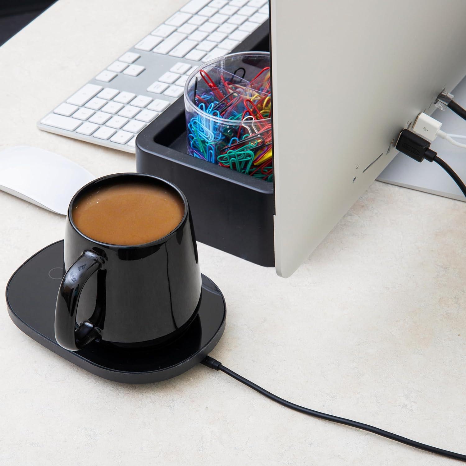 imageMind Reader Coffee Warmer and Mug Set Tea Cup Warmer Coffee Accesories Desk USB Cord 65 L x 475 W x 1 H 2 Pcs Black