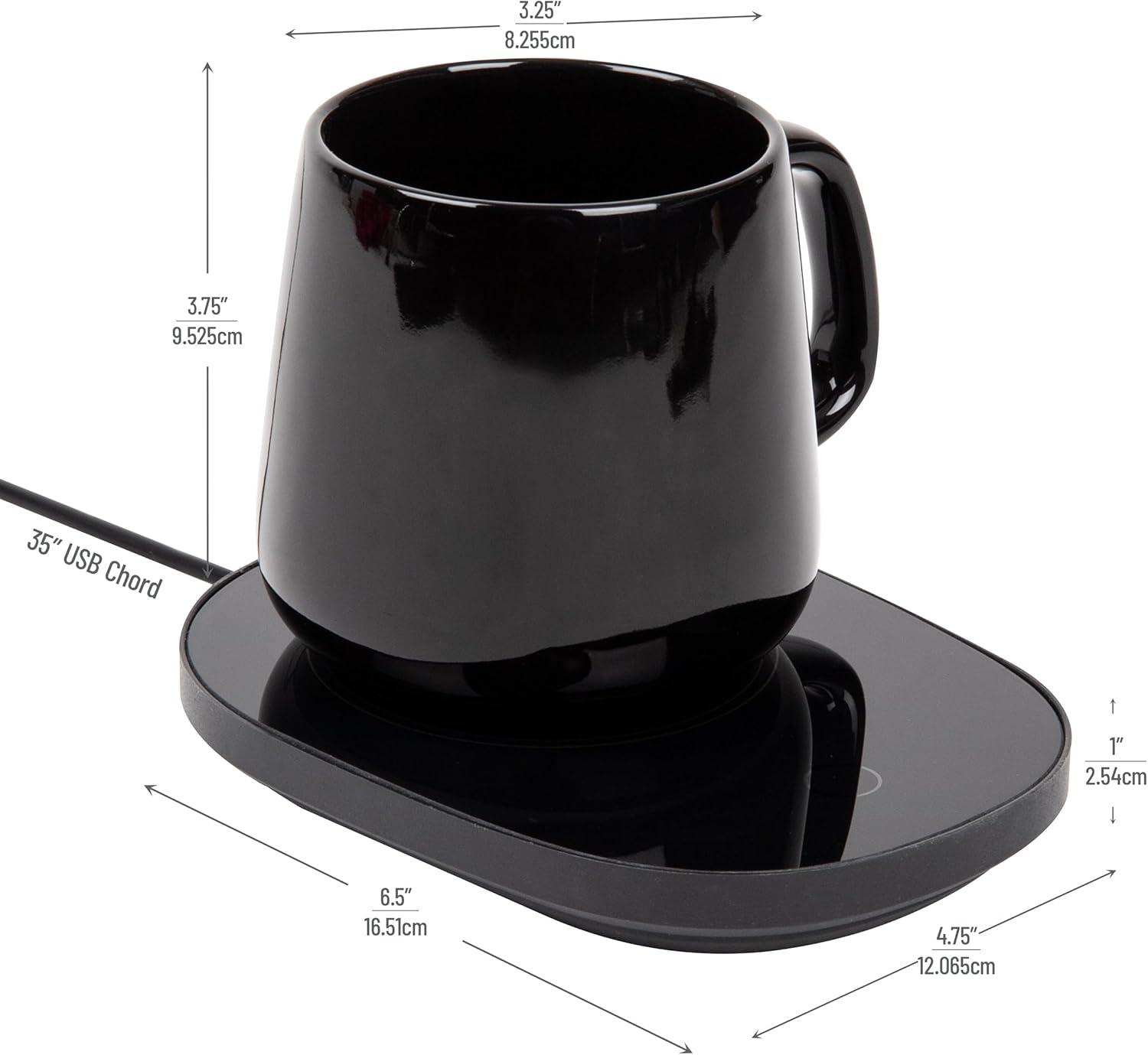 imageMind Reader Coffee Warmer and Mug Set Tea Cup Warmer Coffee Accesories Desk USB Cord 65 L x 475 W x 1 H 2 Pcs Black