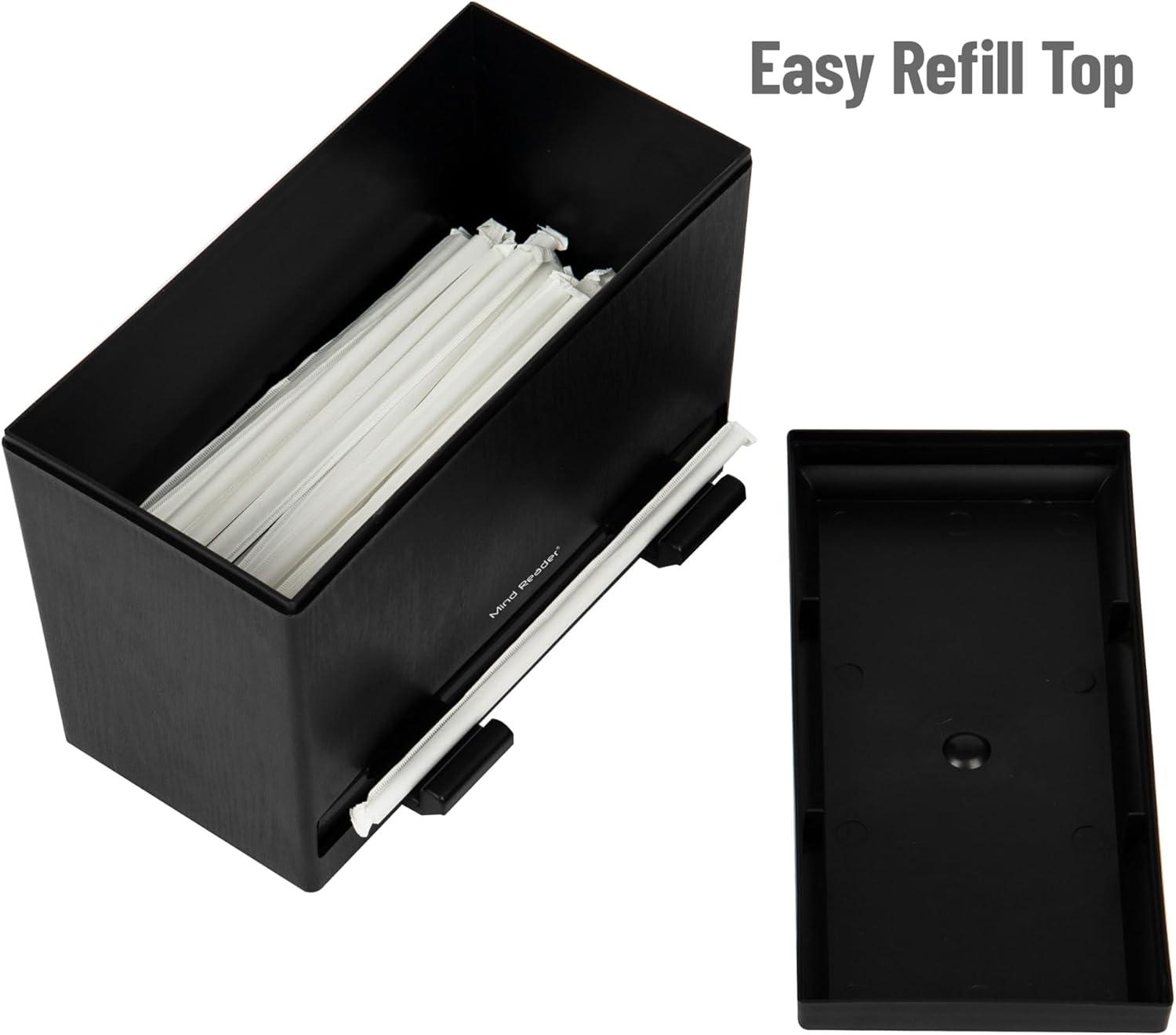 imageMind Reader Compact Straw Dispenser or Pencil Dispenser Countertop Organizer for Breakrooms Classrooms and Workspaces Plastic BlackBlack