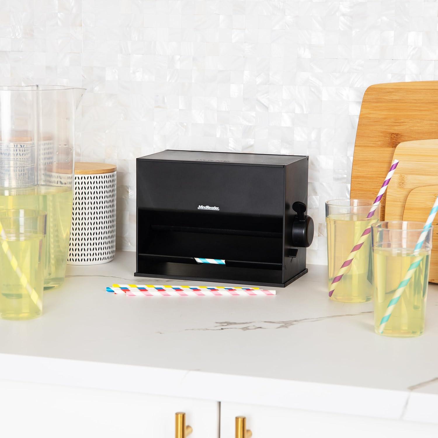 imageMind Reader Compact Straw Dispenser or Pencil Dispenser Countertop Organizer for Breakrooms Classrooms and Workspaces Plastic BlackBlack