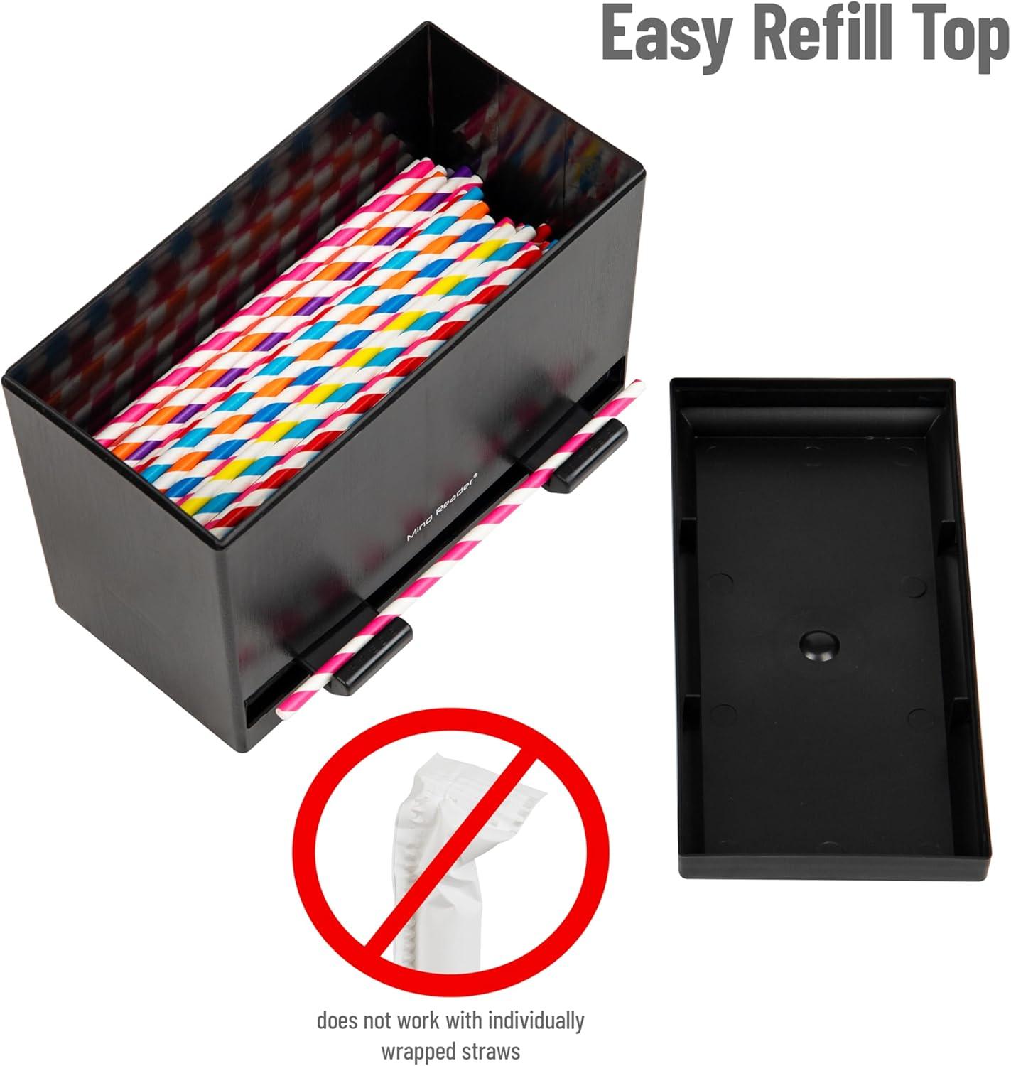 imageMind Reader Compact Straw Dispenser or Pencil Dispenser Countertop Organizer for Breakrooms Classrooms and Workspaces Plastic BlackBlack