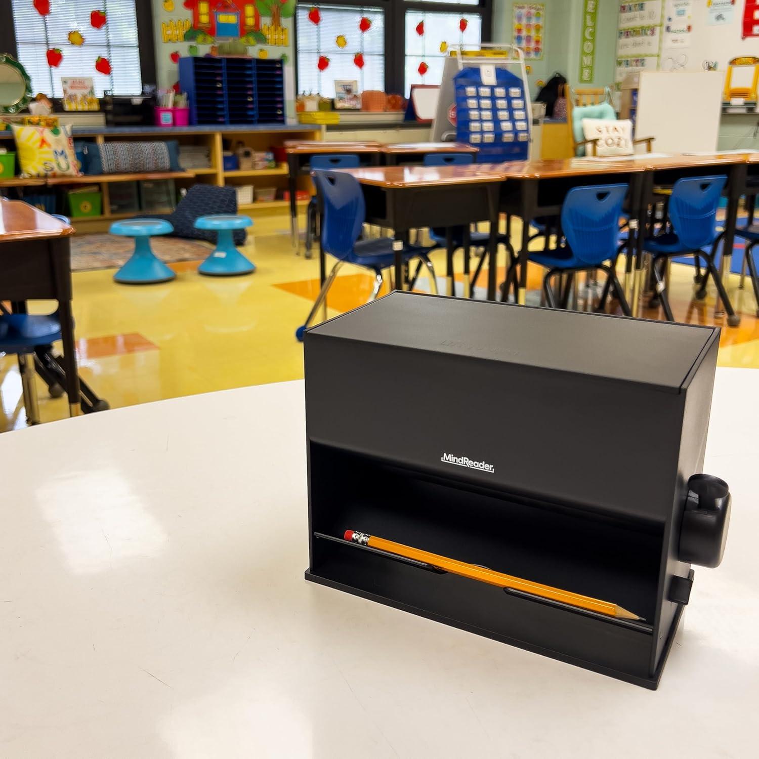 imageMind Reader Compact Straw Dispenser or Pencil Dispenser Countertop Organizer for Breakrooms Classrooms and Workspaces Plastic BlackBlack