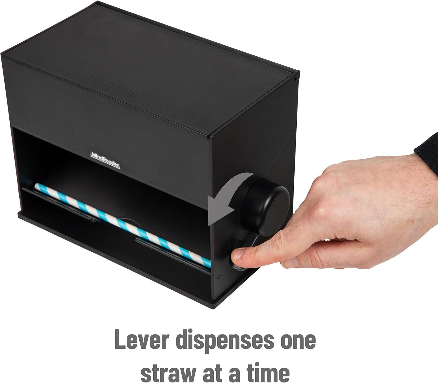 imageMind Reader Compact Straw Dispenser or Pencil Dispenser Countertop Organizer for Breakrooms Classrooms and Workspaces Plastic BlackBlack