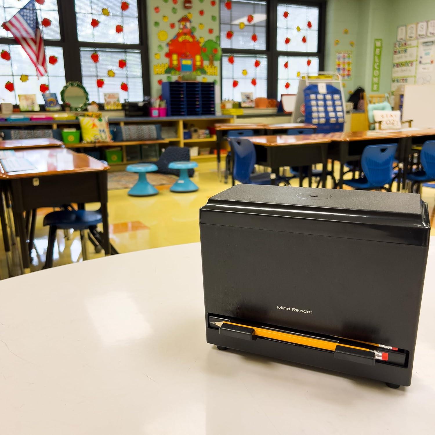 imageMind Reader Compact Straw Dispenser or Pencil Dispenser Countertop Organizer for Breakrooms Classrooms and Workspaces Plastic BlackBlack