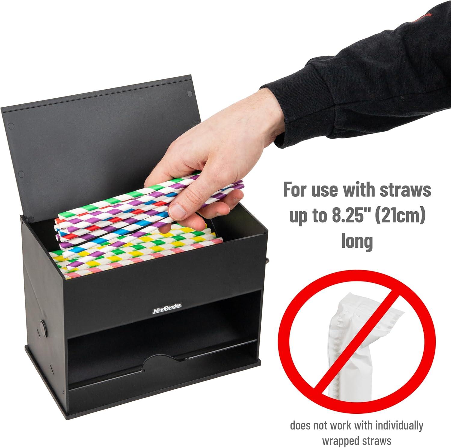 imageMind Reader Compact Straw Dispenser or Pencil Dispenser Countertop Organizer for Breakrooms Classrooms and Workspaces Plastic BlackBlack