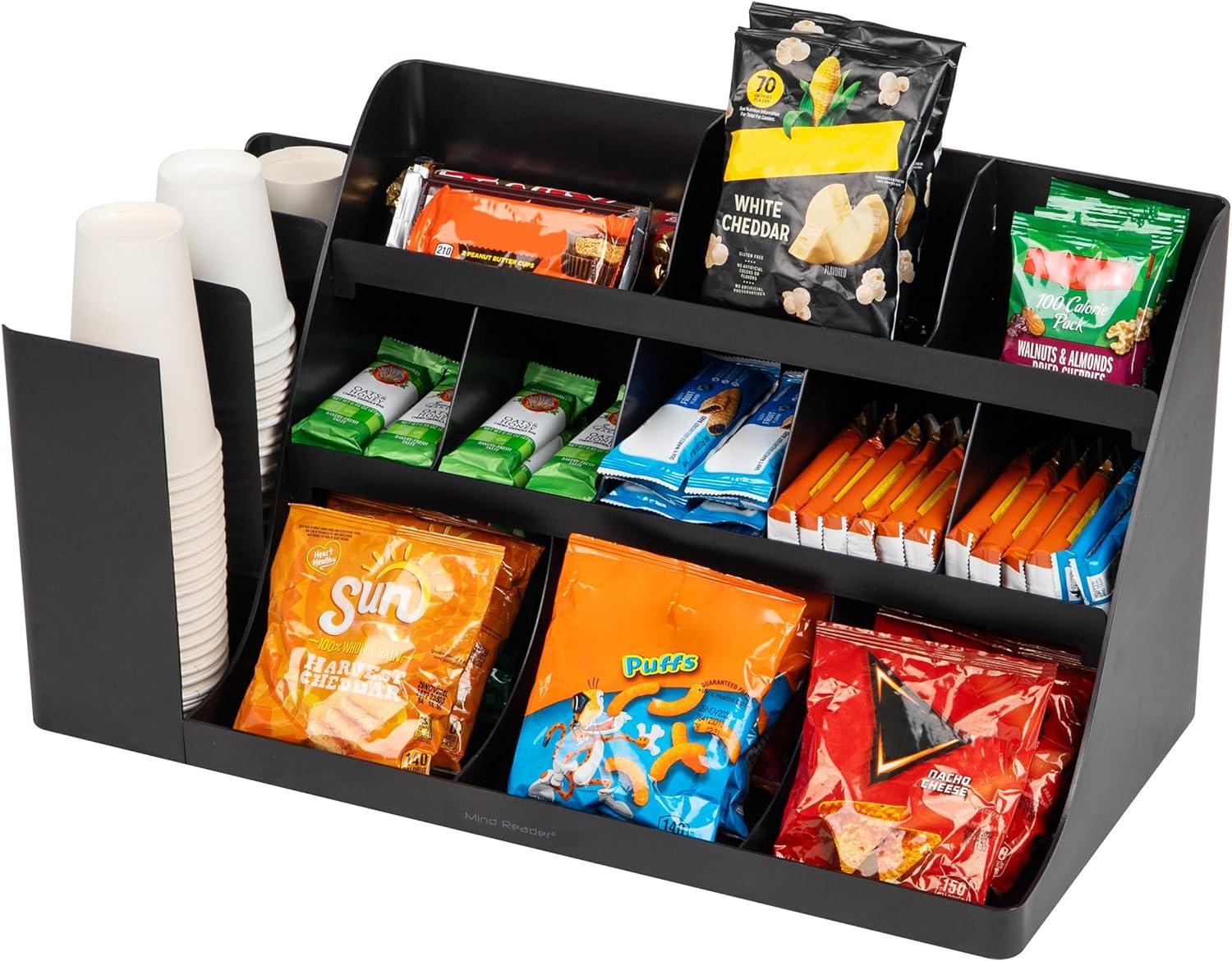 imageMind Reader Countertop Organizer 3Tier Desktop Storage Rack Office Breakroom Supply Caddy Metal Mesh BlackBlack
