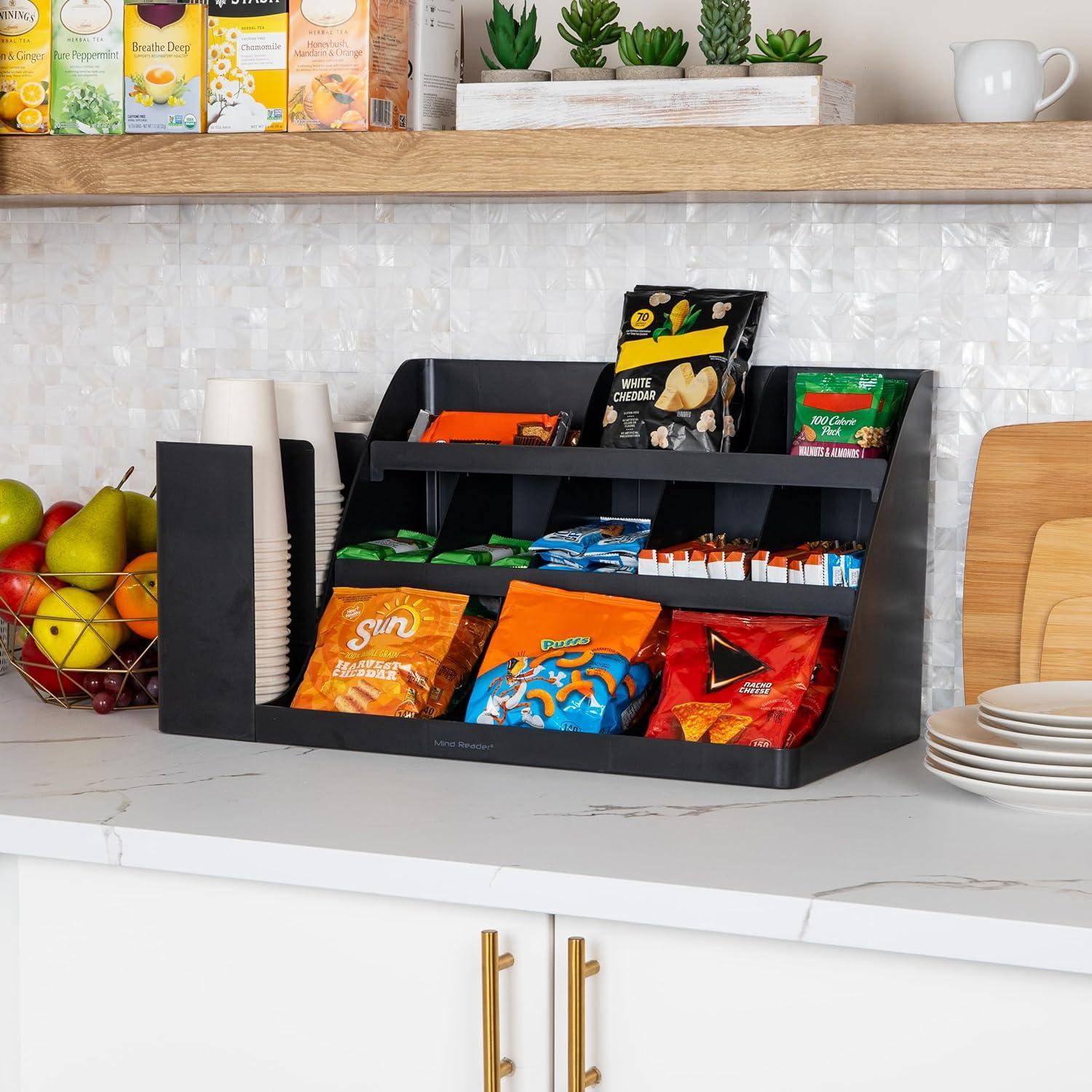 imageMind Reader Countertop Organizer 3Tier Desktop Storage Rack Office Breakroom Supply Caddy Metal Mesh BlackBlack