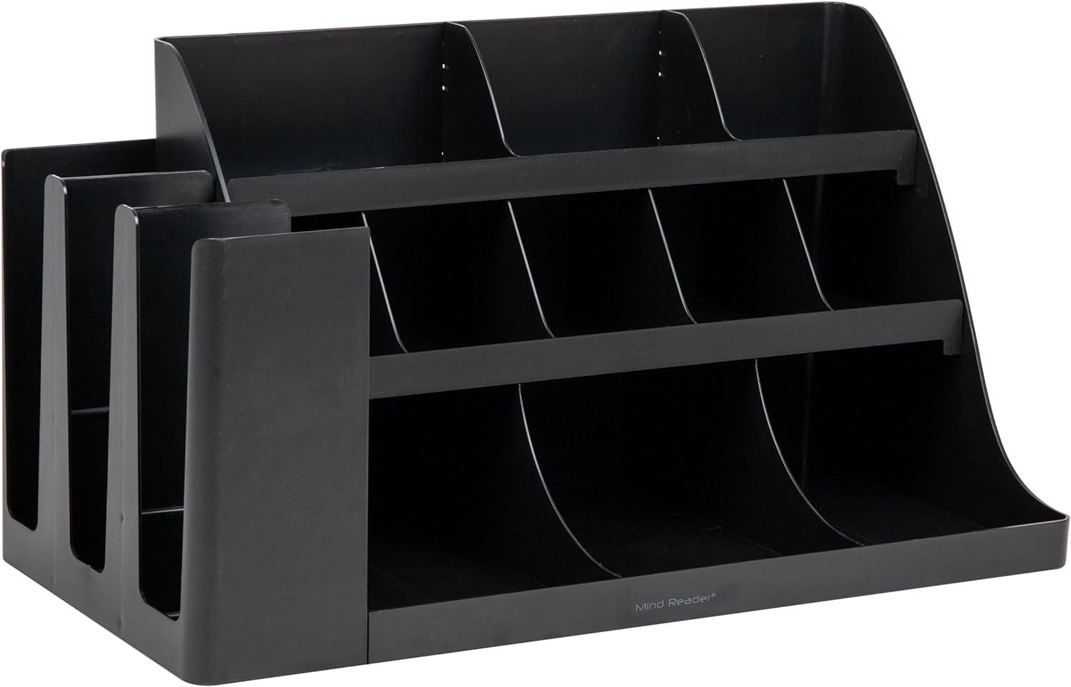 imageMind Reader Countertop Organizer 3Tier Desktop Storage Rack Office Breakroom Supply Caddy Metal Mesh BlackBlack