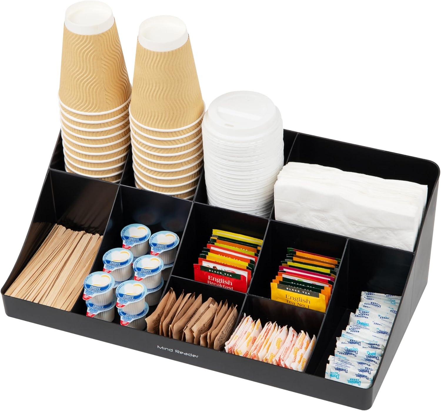 imageMind Reader Cup and Condiment Station Countertop Organizer Coffee Bar Kitchen Stirrers 17875L x 95W x 6625H BlackBlack