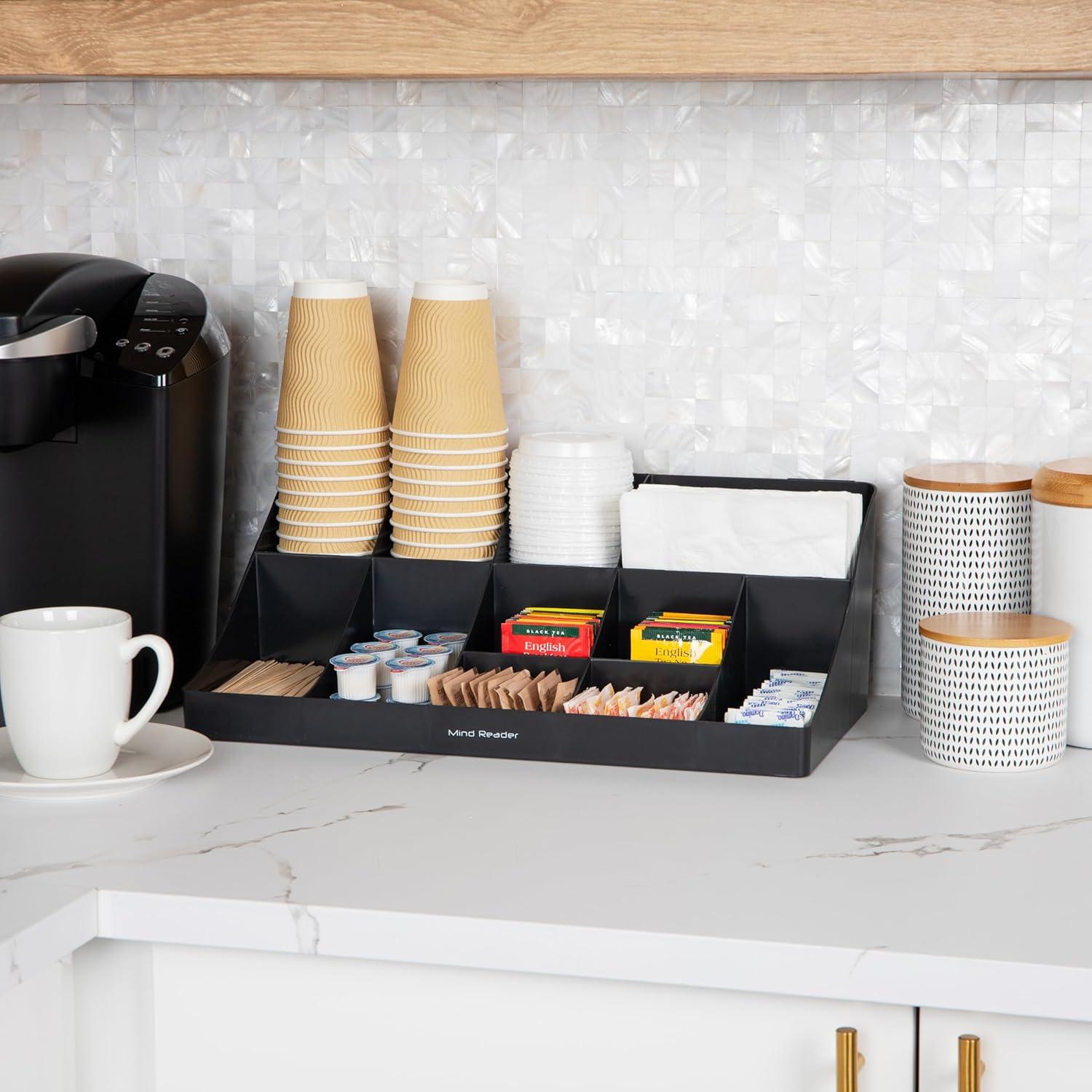 imageMind Reader Cup and Condiment Station Countertop Organizer Coffee Bar Kitchen Stirrers 17875L x 95W x 6625H BlackBlack