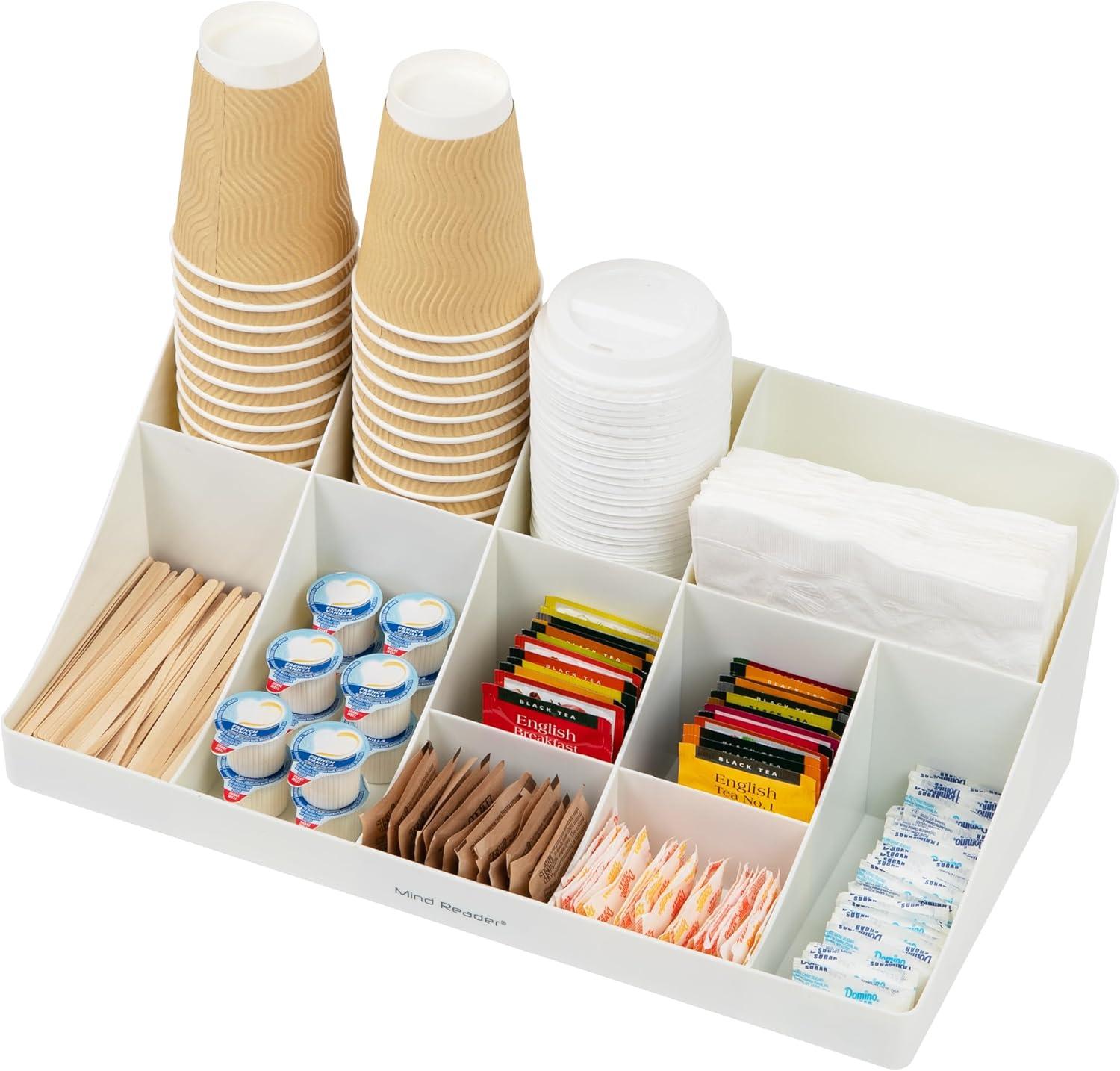 imageMind Reader Cup and Condiment Station Countertop Organizer Coffee Bar Kitchen Stirrers 17875L x 95W x 6625H BlackWhite