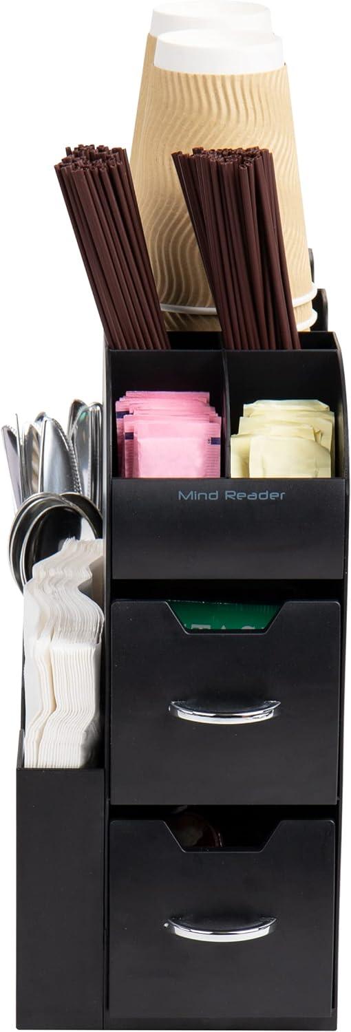 imageMind Reader Cup and Condiment Station Countertop Organizer Coffee Bar Kitchen Stirrers 535W x 1125L x 1115H BlackSingle