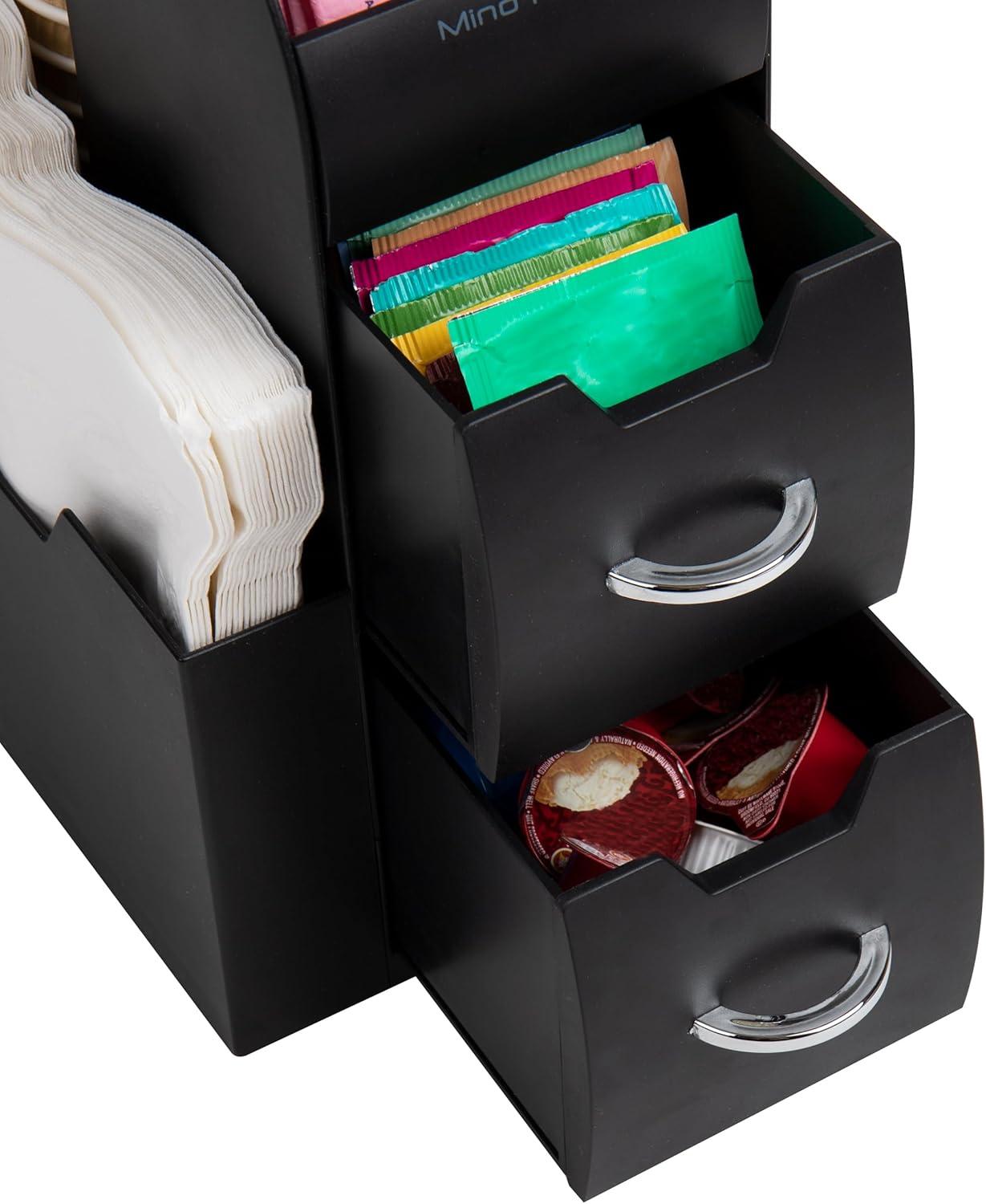 imageMind Reader Cup and Condiment Station Countertop Organizer Coffee Bar Kitchen Stirrers 535W x 1125L x 1115H BlackSingle